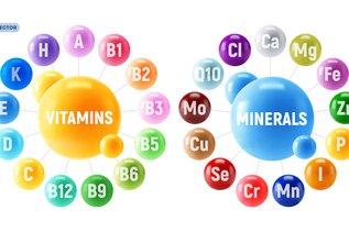 3D illustration of essential vitamins and minerals that support strong teeth, healthy gums, and long-term oral health